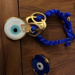 Trendy Boutique Blue Evil Eye Bracelet and Ring NWOT 🧿